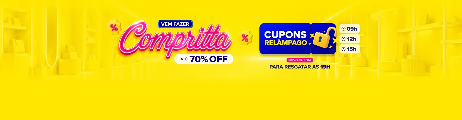 Vem fazer compritta. Até 70% OFF. Cupons relâmpago.